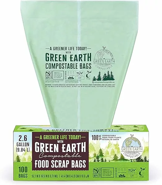 Green Earth Compostable Small Kitchen Food Scrap Waste Bags