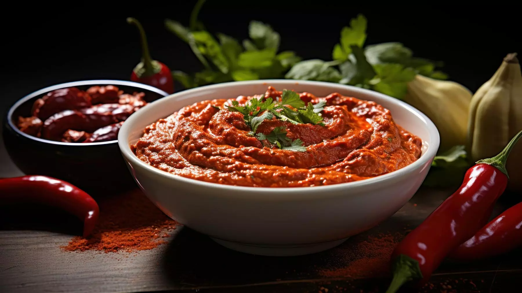 spicy dip red chili presented with pepper white 91128 3781